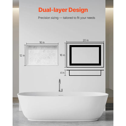 Shower Niche 40.6 x 50.8 x 10.2 cm Recessed Wall Divider Shelf Bathroom - Image 6