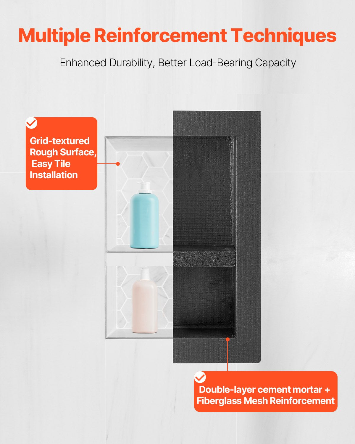 Shower Niche 40.6 x 50.8 x 10.2 cm Recessed Wall Divider Shelf Bathroom - Image 4