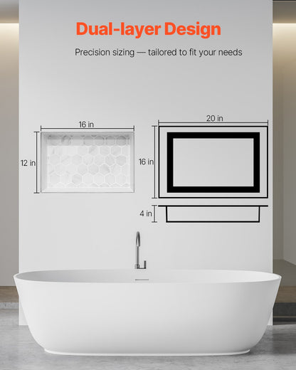 Shower Niche 40.6 x 50.8 x 10.2 cm Recessed Wall Divider Shelf Bathroom - Image 6