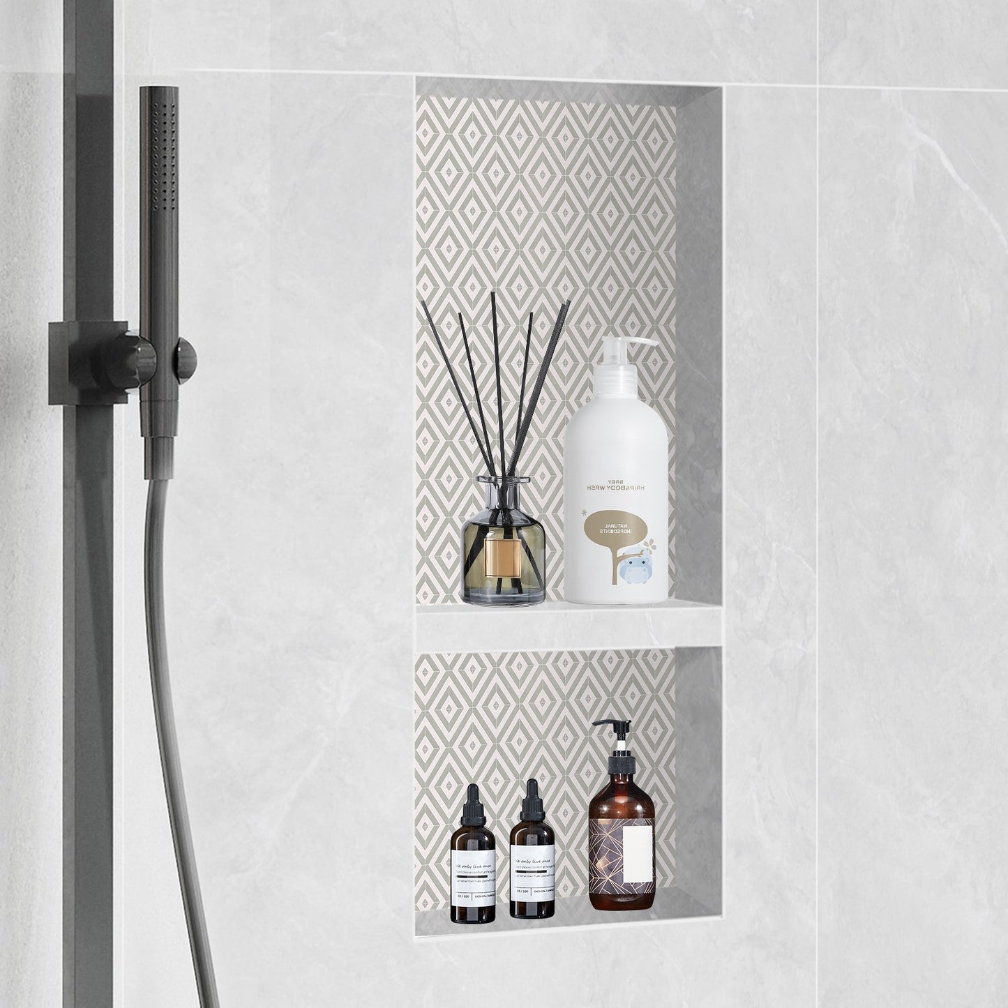 Shower Niche Ready for Tile 40.64 x 81.28 cm, Double Shelf Organizer, Square Corners Wall-inserted Niche Recessed, Sealed Protection Modern Soap Storage Niche for Shower Bathroom, Black - Image 8