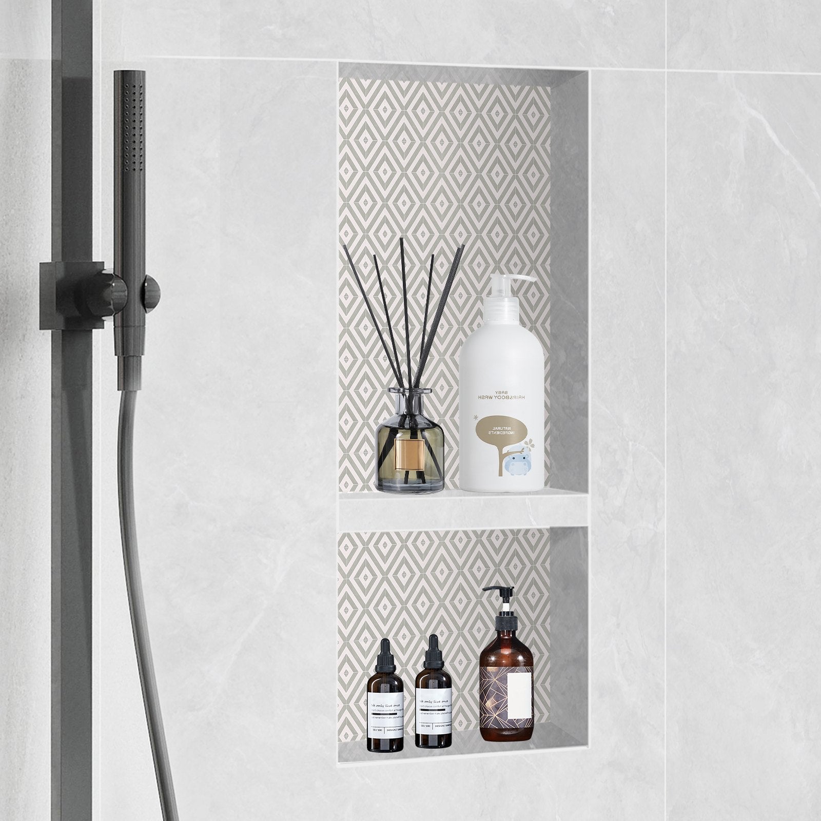 Shower Niche Ready for Tile 40.64 x 81.28 cm, Double Shelf Organizer, Square Corners Wall-inserted Niche Recessed, Sealed Protection Modern Soap Storage Niche for Shower Bathroom, Black - Image 8