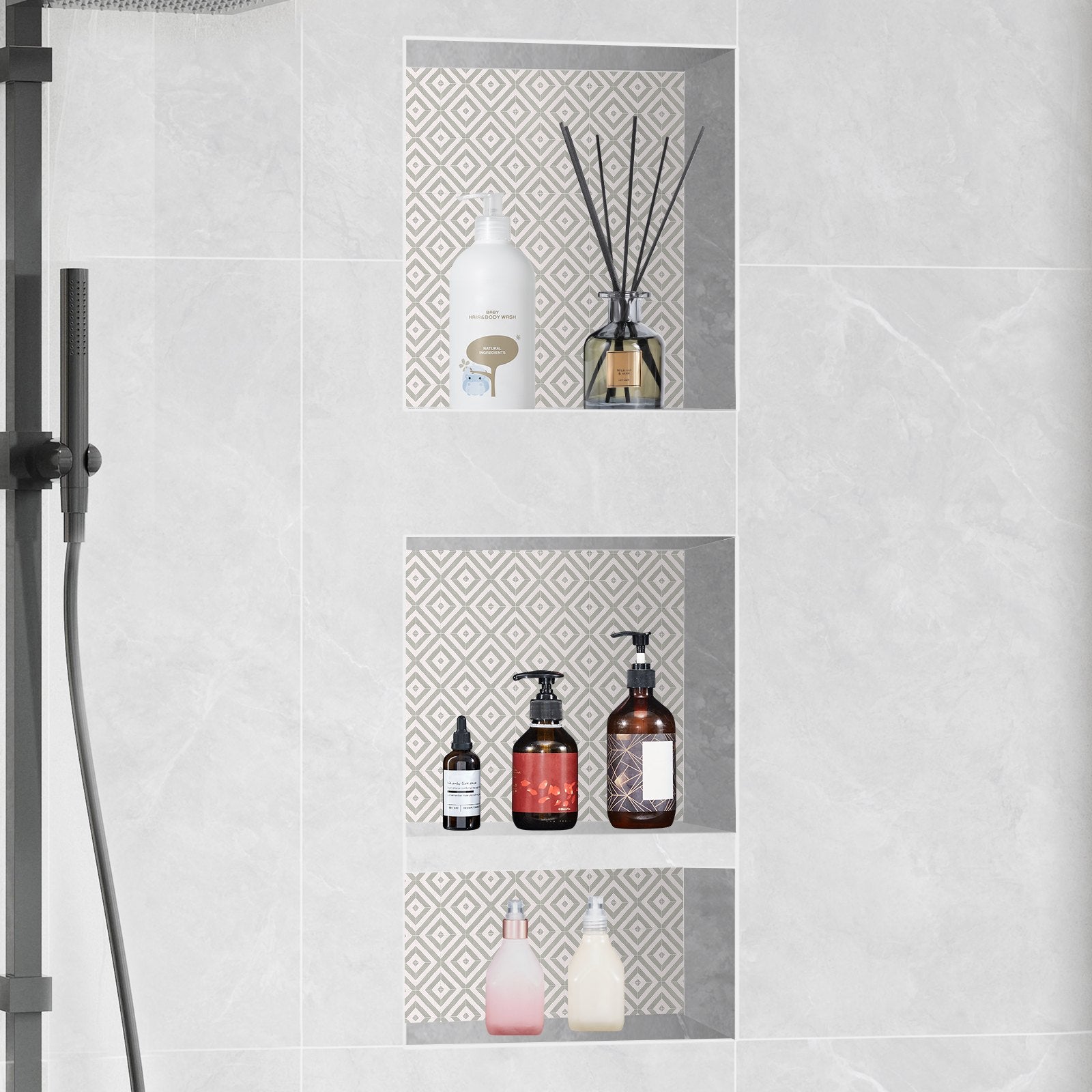 Shower Niche Ready for Tile 40.64x40.64cm & 40.64x50.8cm, Triple Shelf, Square Corners Wall-inserted Niche Recessed, Sealed Protection Modern Soap Storage Niche for Shower Bathroom, Black - Image 8
