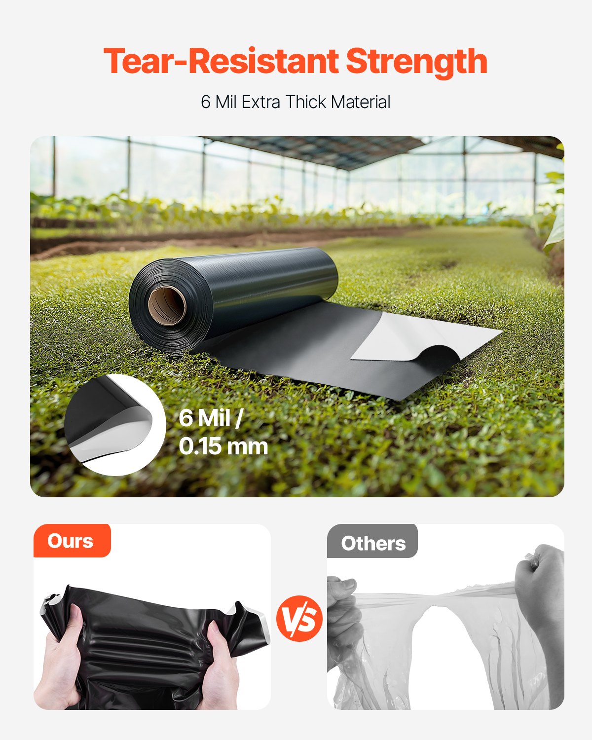 6Mil Plastic Sheeting Roll 10 x 100 FT Heavy Duty Film Black & White - Image 2