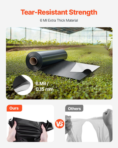 6Mil Plastic Sheeting Roll 10 x 100 FT Heavy Duty Film Black & White - Image 2