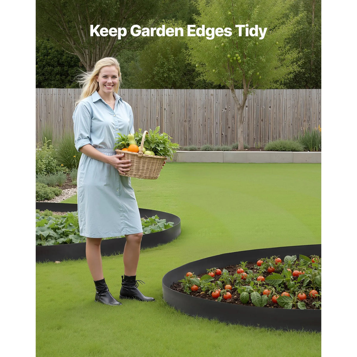 Landscape Edging, 2000 x 10 cm Plastic Garden Border Edging with 30 Spikes & 2 Ground Stakes, No Dig, Flexible Lawn Edgings Roll, UV-Resistant Mini Fence Borders for Flower Beds Yard Paver - Image 2