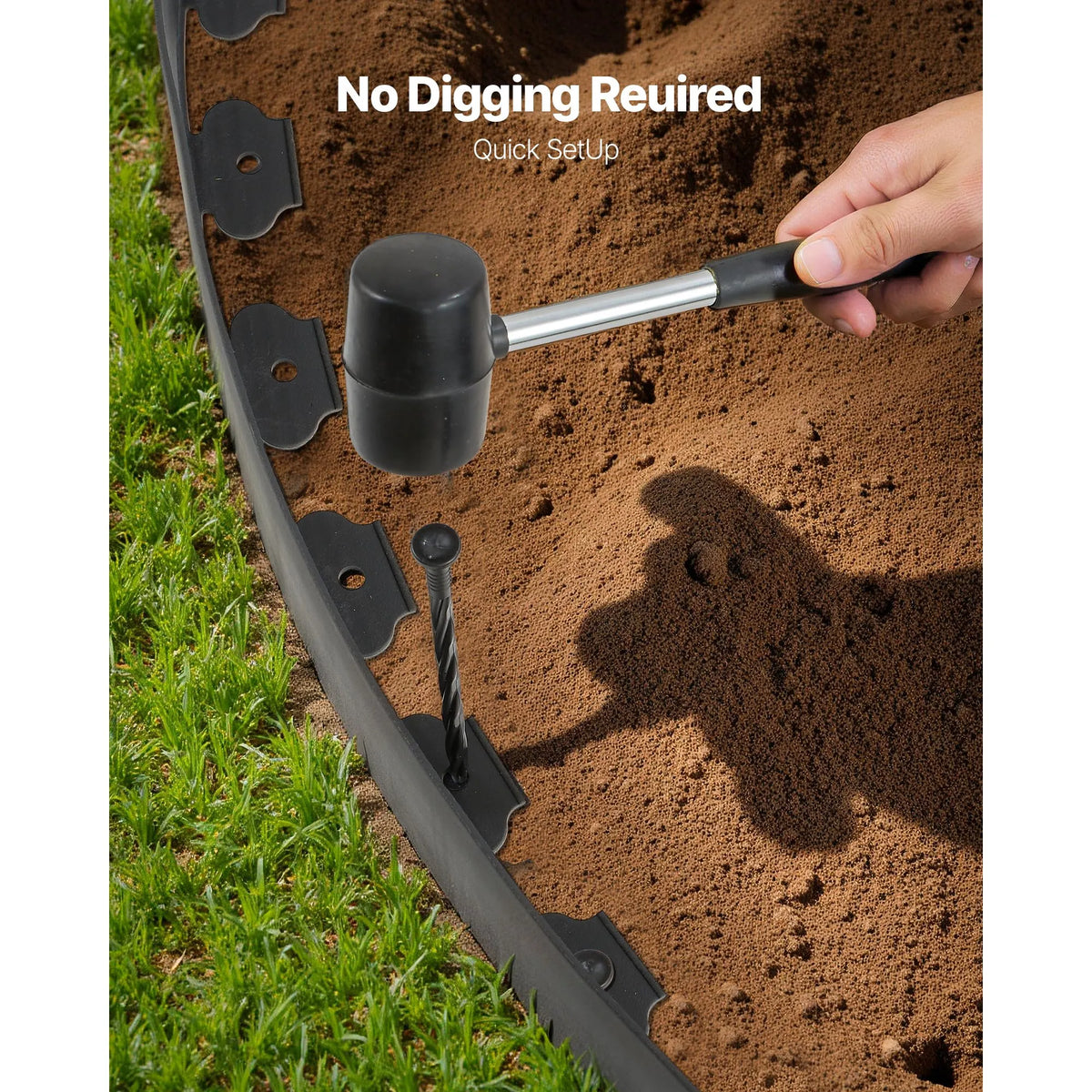 Landscape Edging, 2000 x 10 cm Plastic Garden Border Edging with 30 Spikes & 2 Ground Stakes, No Dig, Flexible Lawn Edgings Roll, UV-Resistant Mini Fence Borders for Flower Beds Yard Paver - Image 4