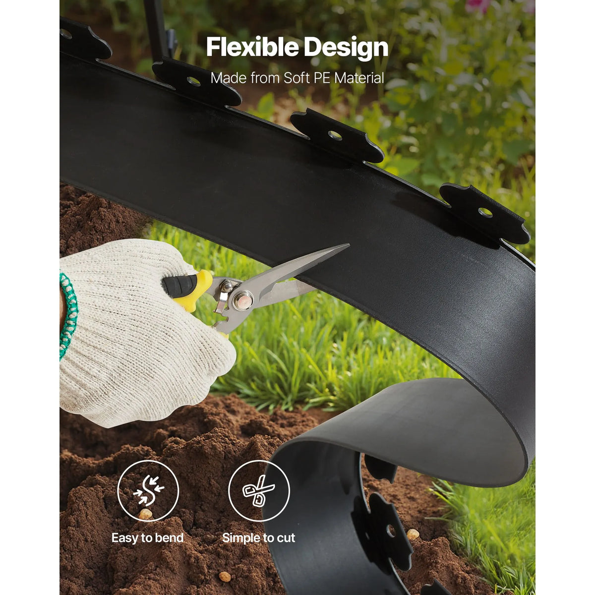 Landscape Edging, 2000 x 10 cm Plastic Garden Border Edging with 30 Spikes & 2 Ground Stakes, No Dig, Flexible Lawn Edgings Roll, UV-Resistant Mini Fence Borders for Flower Beds Yard Paver - Image 5