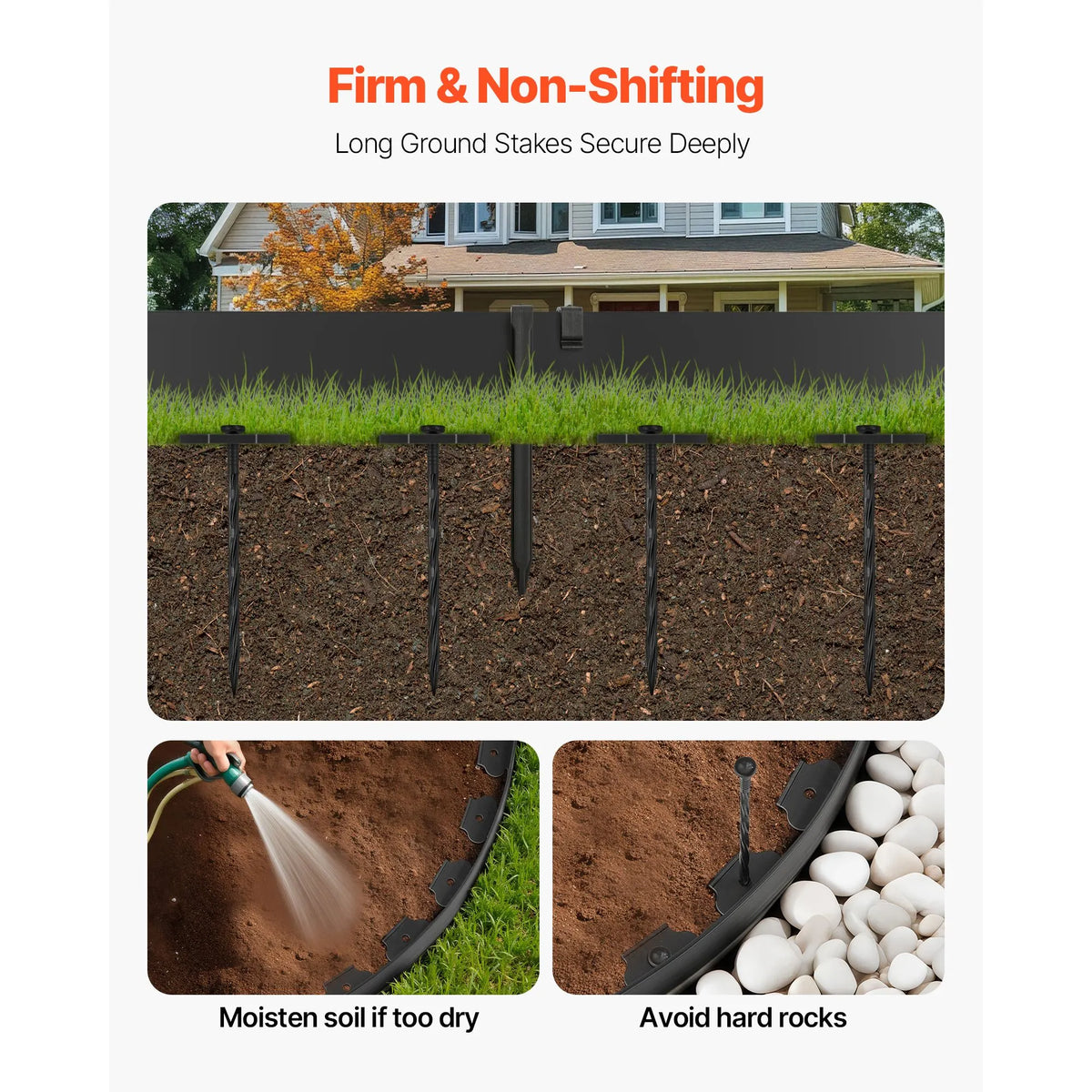 Landscape Edging, 2000 x 10 cm Plastic Garden Border Edging with 30 Spikes & 2 Ground Stakes, No Dig, Flexible Lawn Edgings Roll, UV-Resistant Mini Fence Borders for Flower Beds Yard Paver - Image 7