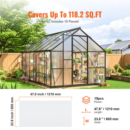 15 Pack Polycarbonate Greenhouse Panels, 2' X 4' X 0.24'' Roof Panels Sheets, Waterproof UV Protected Corrugated Plastic Roofing, Impact Resistance Clear Roofing Sheets for Greenhouse/Garden - Image 6