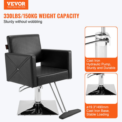 Salon Chair, Barber Chair for Hair Stylist, Styling Chair with Heavy Duty Hydraulic Pump, Swivel Hair Salon Chair with Footrest for Beauty Spa Shampoo, Max Load Weight 330 lbs, Black - Image 2
