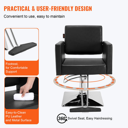 Salon Chair, Barber Chair for Hair Stylist, Styling Chair with Heavy Duty Hydraulic Pump, Swivel Hair Salon Chair with Footrest for Beauty Spa Shampoo, Max Load Weight 330 lbs, Black - Image 5