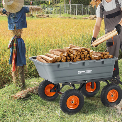 Dump Cart, Poly Garden Dump Cart with Easy to Assemble Steel Frame, Dump Wagon with 2-in-1 Convertible Handle, Utility Wheelbarrow 544kg/ 1200lbs Capacity, 33cm/ 13 inch Tires - Image 8