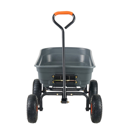 Dump Cart, Poly Garden Dump Cart with Easy to Assemble Steel Frame, Dump Wagon with 2-in-1 Convertible Handle, Utility Wheelbarrow 272kg/ 600lbs Capacity, 25.5cm/ 10 inch Tires - Image 9