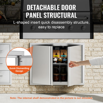 BBQ Access Door, 787x609 mm Double Outdoor Kitchen Door, Stainless Steel Flush Mount Door, Wall Vertical Door with Recessed Handles , for BBQ Island, Grilling Station, Outside Cabinet - Image 4