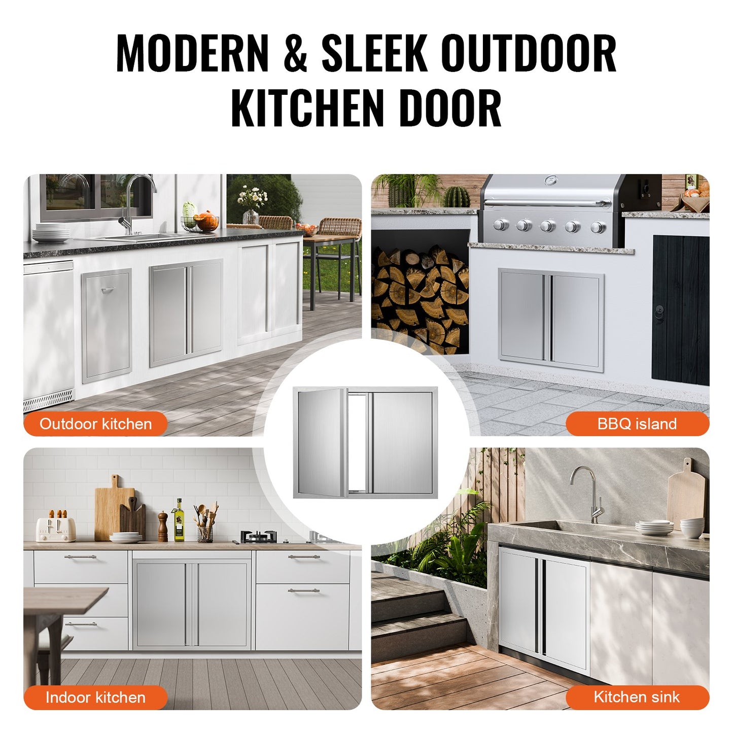 BBQ Access Door, 787x609 mm Double Outdoor Kitchen Door, Stainless Steel Flush Mount Door, Wall Vertical Door with Recessed Handles , for BBQ Island, Grilling Station, Outside Cabinet - Image 6