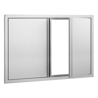 BBQ Access Door, 914x610 mm Double Outdoor Kitchen Door, Stainless Steel Flush Mount Door, Wall Vertical Door with Recessed Handles , for BBQ Island, Grilling Station, Outside Cabinet