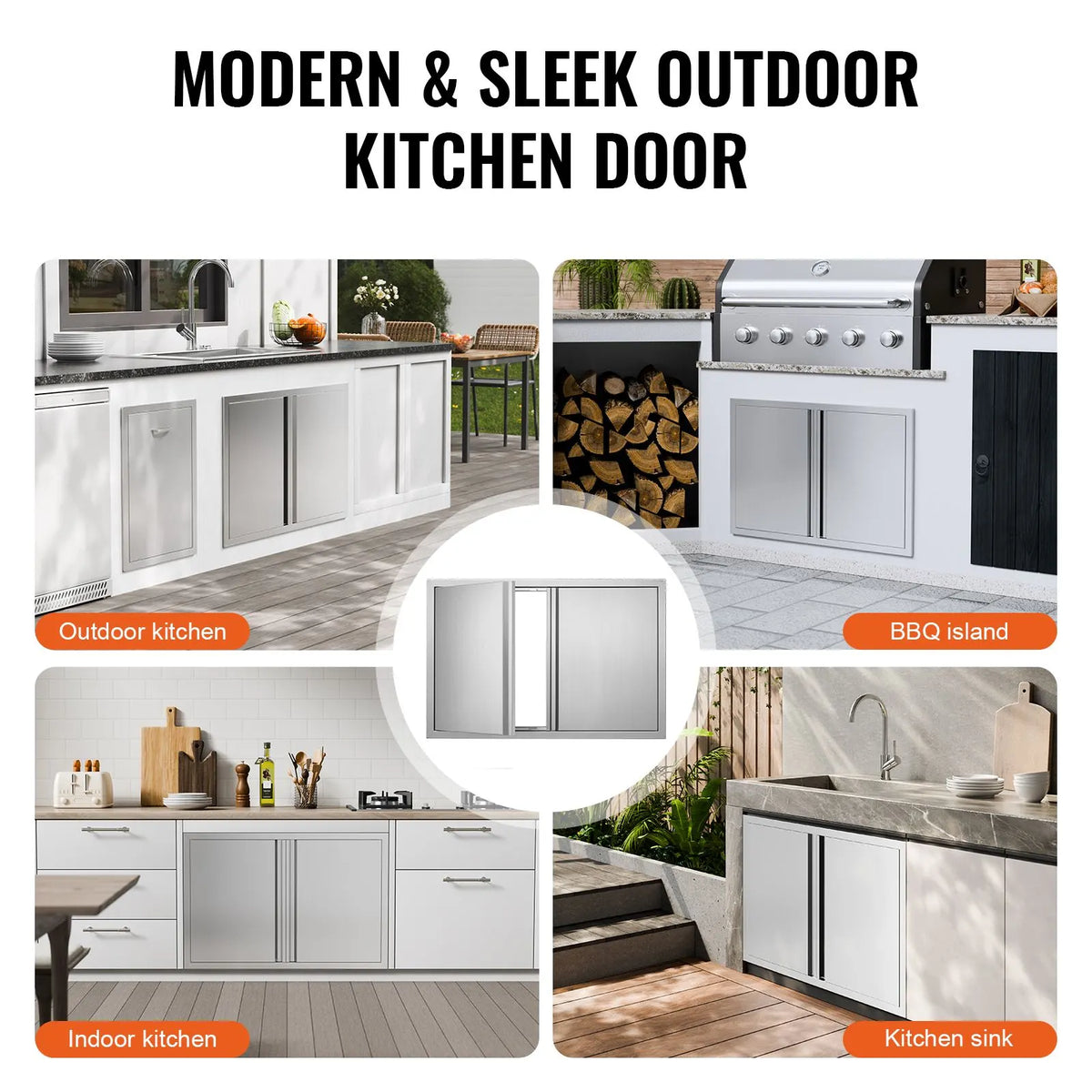BBQ Access Door, 914x610 mm Double Outdoor Kitchen Door, Stainless Steel Flush Mount Door, Wall Vertical Door with Recessed Handles , for BBQ Island, Grilling Station, Outside Cabinet - Image 6