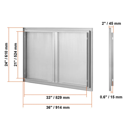 BBQ Access Door, 914x610 mm Double Outdoor Kitchen Door, Stainless Steel Flush Mount Door, Wall Vertical Door with Recessed Handles , for BBQ Island, Grilling Station, Outside Cabinet - Image 8