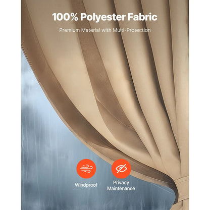 Gazebo Curtains Outdoor, Fit Most 10' x 10' x 6.7' Gazebos, 4-Panel Sidewall Gazebo Privacy Curtains with Zippers, Outdoor Curtain Replacement for Patio Canopy, Only Curtain, Khaki - Image 3