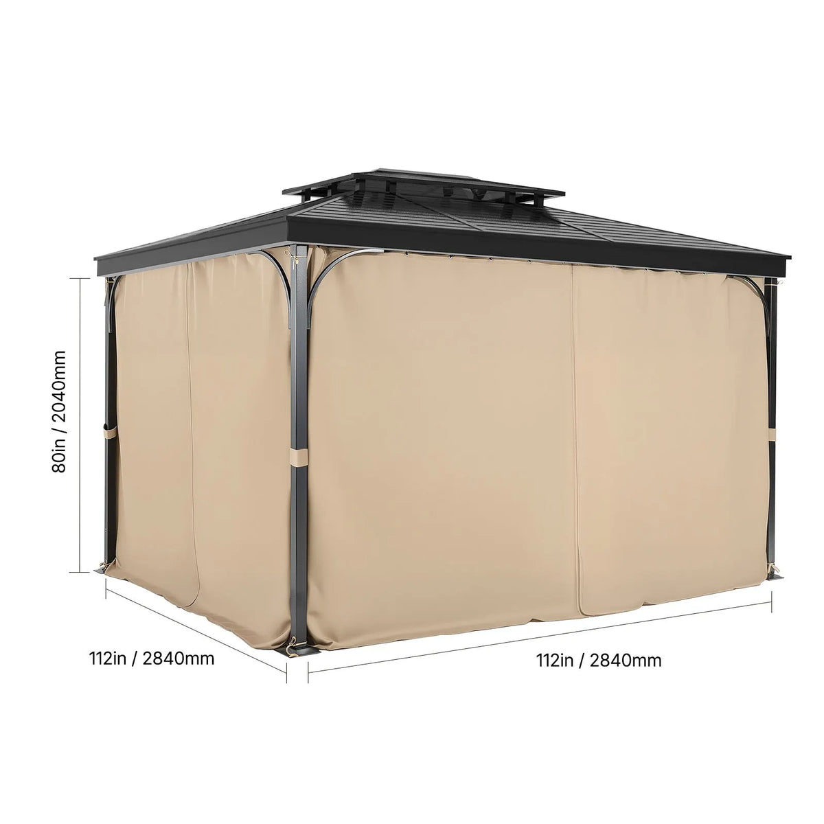 Gazebo Curtains Outdoor, Fit Most 10' x 10' x 6.7' Gazebos, 4-Panel Sidewall Gazebo Privacy Curtains with Zippers, Outdoor Curtain Replacement for Patio Canopy, Only Curtain, Khaki - Image 8