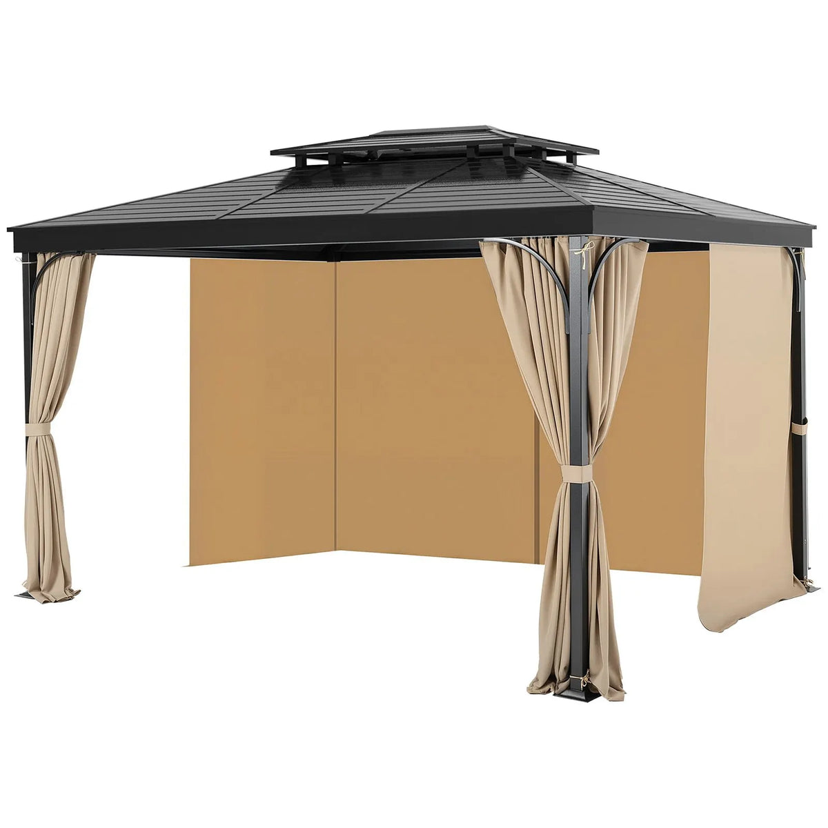 Gazebo Curtains Outdoor, Fit Most 10' x 10' x 6.7' Gazebos, 4-Panel Sidewall Gazebo Privacy Curtains with Zippers, Outdoor Curtain Replacement for Patio Canopy, Only Curtain, Khaki - Image 9