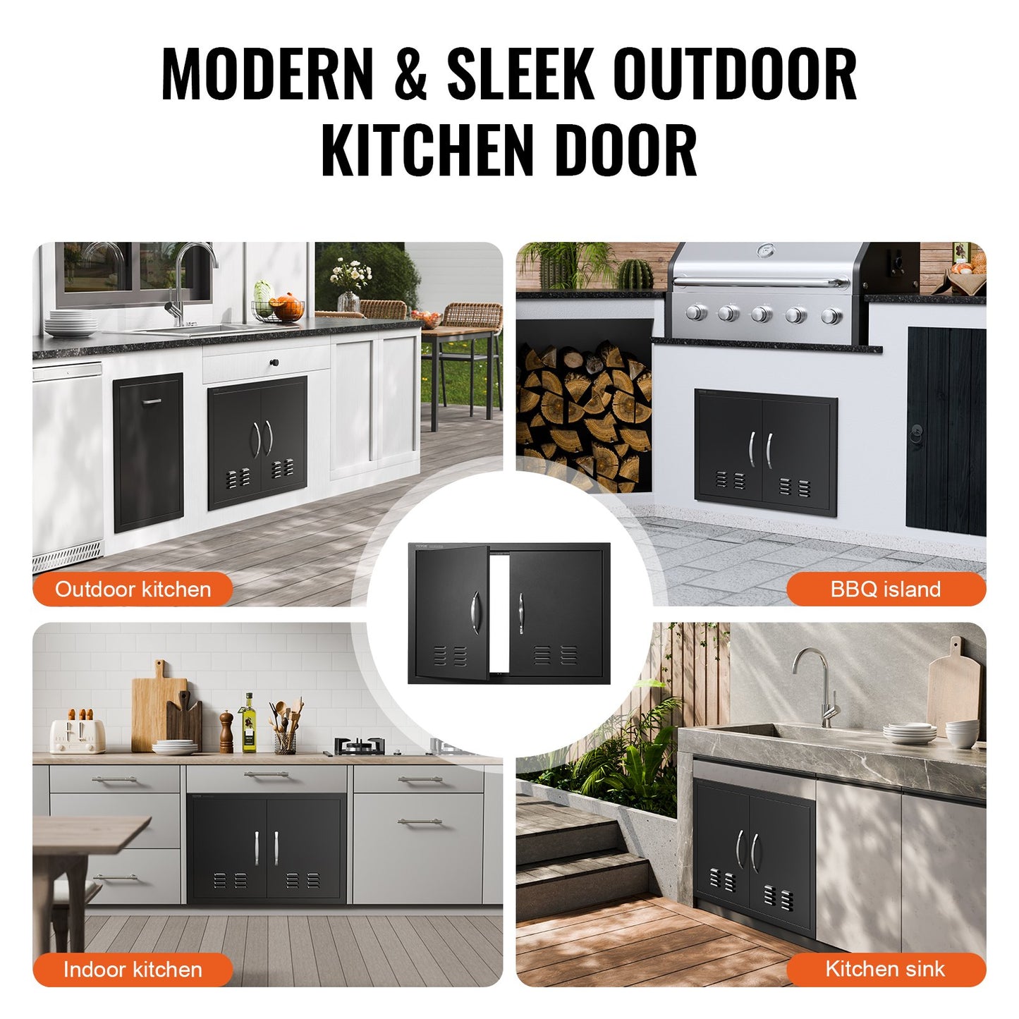 BBQ Access Door,762 x533 mm Double Outdoor Kitchen Door, Cold Plate Flush Mount Door, Wall Vertical Door with Handles and Ventss, for BBQ Island, Grilling Station, Outside Cabinet - Image 6