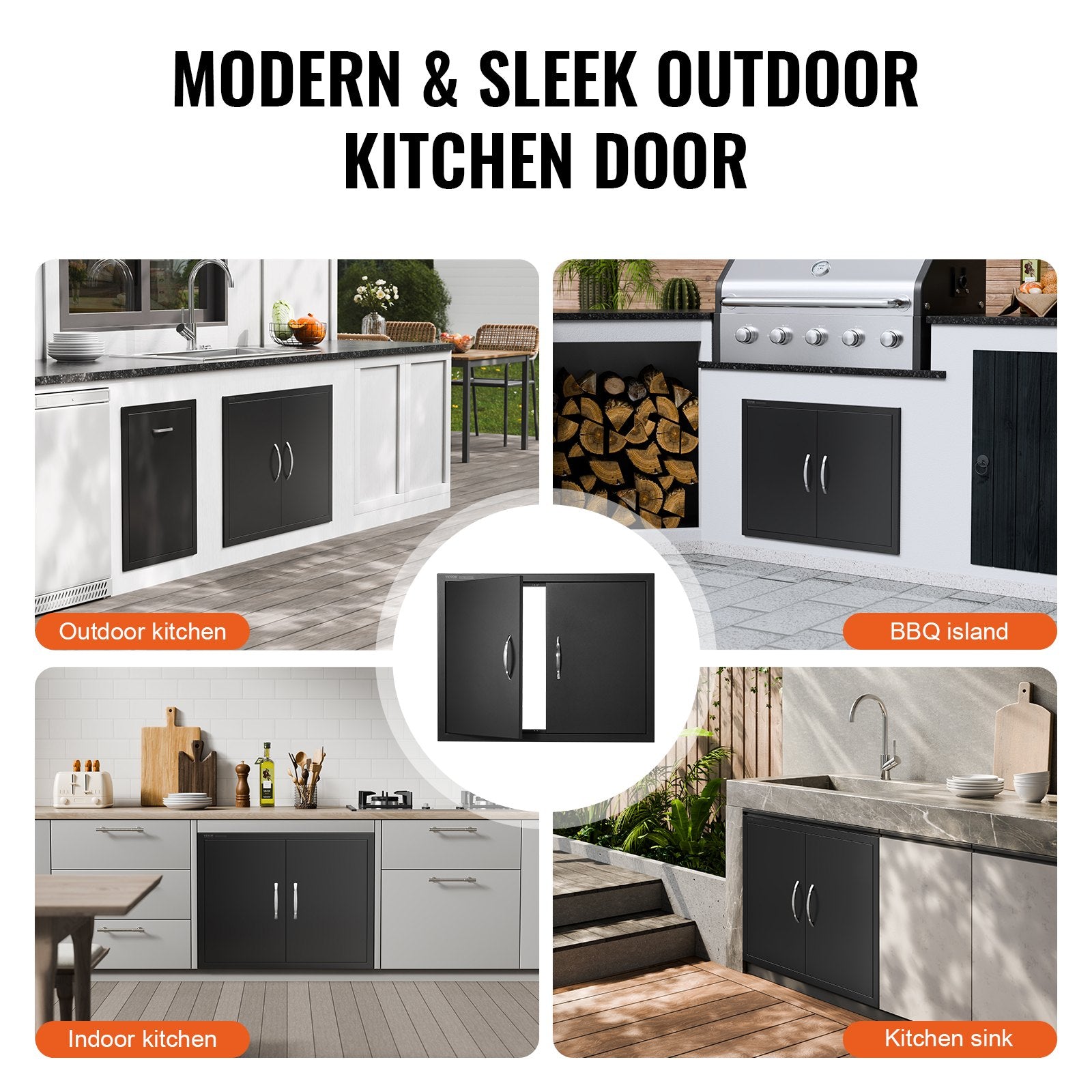 BBQ Access Door, 788x610 mm Double Outdoor Kitchen Door, Cold Plate Flush Mount Door, Wall Vertical Door with Handles, for BBQ Island, Grilling Station, Outside Cabinet - Image 6