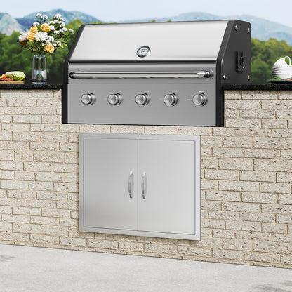 BBQ Access Door, 787x609 mm Double Outdoor Kitchen Door, Stainless Steel Flush Mount Door, Double Wall Vertical Door with Handles and Hooks, for BBQ Island, Grilling Station, Outside Cabinet - Image 8