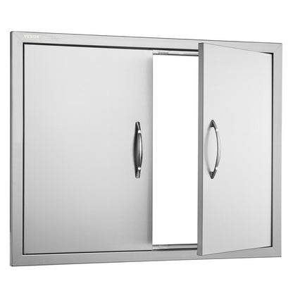 BBQ Access Door, 787x609 mm Double Outdoor Kitchen Door, Stainless Steel Flush Mount Door, Double Wall Vertical Door with Handles and Hooks, for BBQ Island, Grilling Station, Outside Cabinet - Image 9