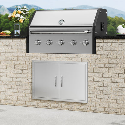 BBQ Access Door, 838x558 mm Double Outdoor Kitchen Door, Stainless Steel Flush Mount Door, Wall Vertical Door with Handles, for BBQ Island, Grilling Station, Outside Cabinet - Image 8