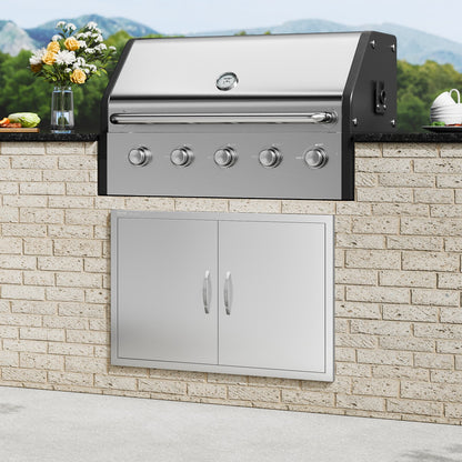BBQ Access Door, 889x610 mm Double Outdoor Kitchen Door, Stainless Steel Flush Mount Door, Wall Vertical Door with Handles, for BBQ Island, Grilling Station, Outside Cabinet - Image 8