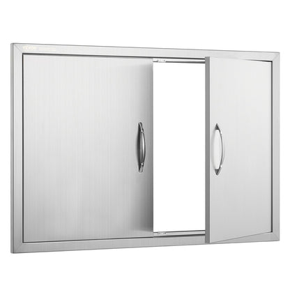 BBQ Access Door, 889x610 mm Double Outdoor Kitchen Door, Stainless Steel Flush Mount Door, Wall Vertical Door with Handles, for BBQ Island, Grilling Station, Outside Cabinet - Image 9