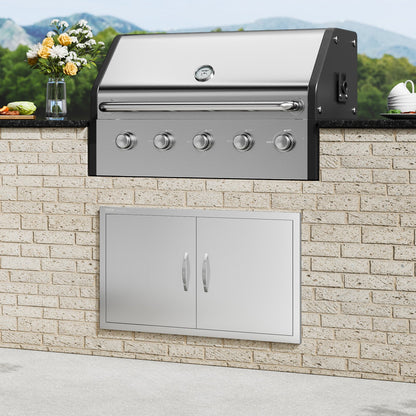 BBQ Access Door, 915x533 mm Double Outdoor Kitchen Door, Stainless Steel Flush Mount Door, Wall Vertical Door with Handles, for BBQ Island, Grilling Station, Outside Cabinet - Image 8