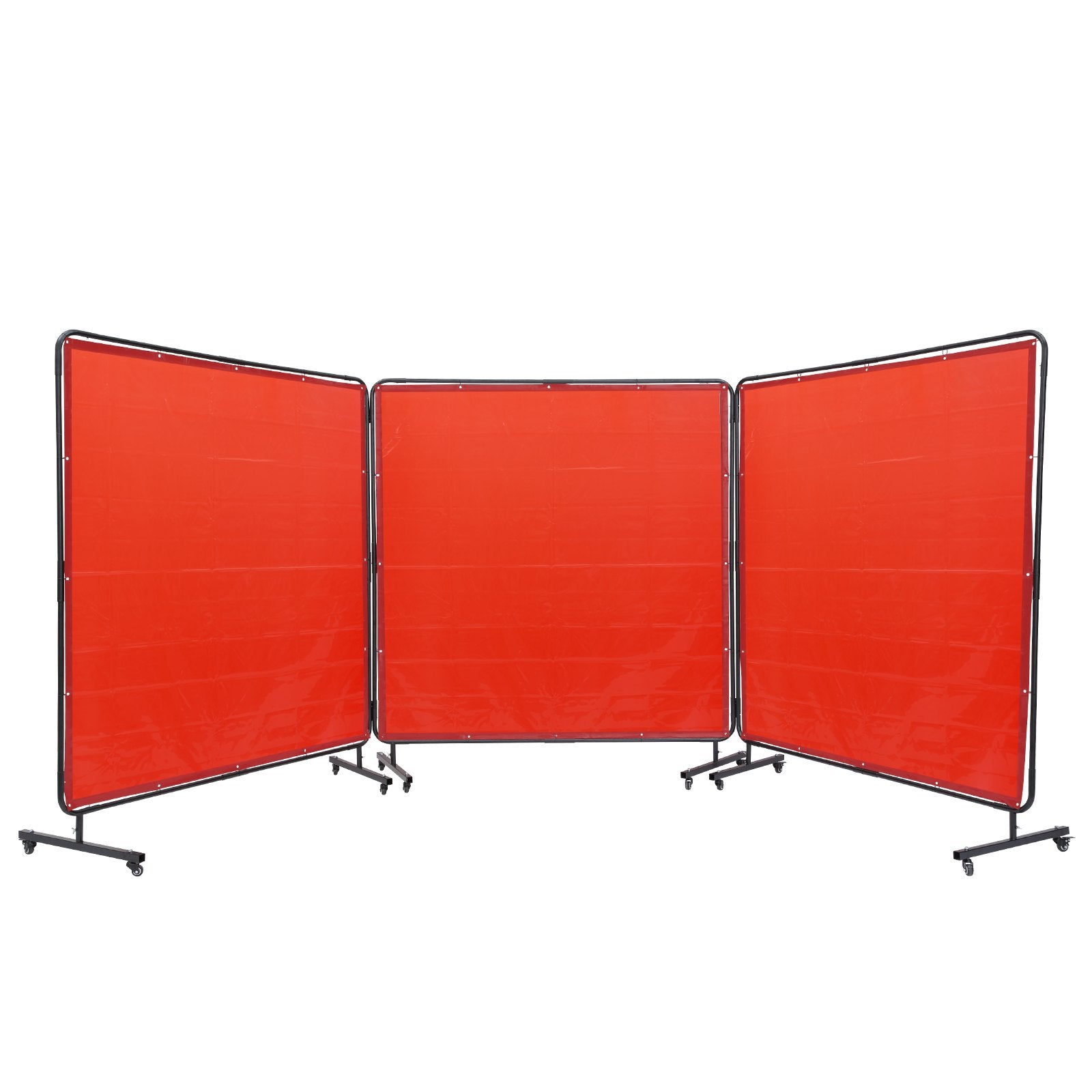 Welding Screen with Frame, 6' x 6' 3 Panel Welding Curtain Screens, Flame-Resistant Vinyl Welding Protection Screen on 12 Swivel Wheels (6 Lockable), Moveable & Professional for Workshop, Red - Image 9