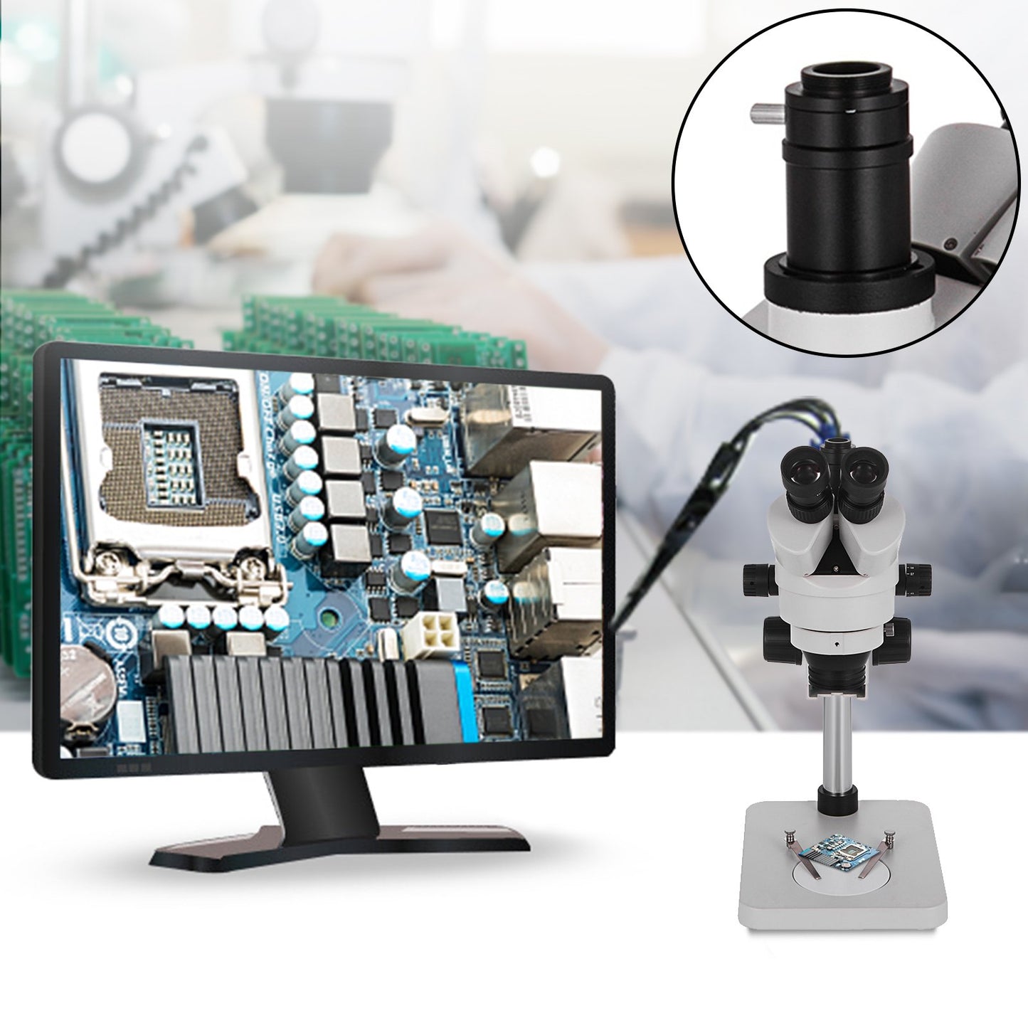 3.5X-90X Trinocular Stereo Microscope w/Pillar Stand Biological Reliable Lab - Image 5