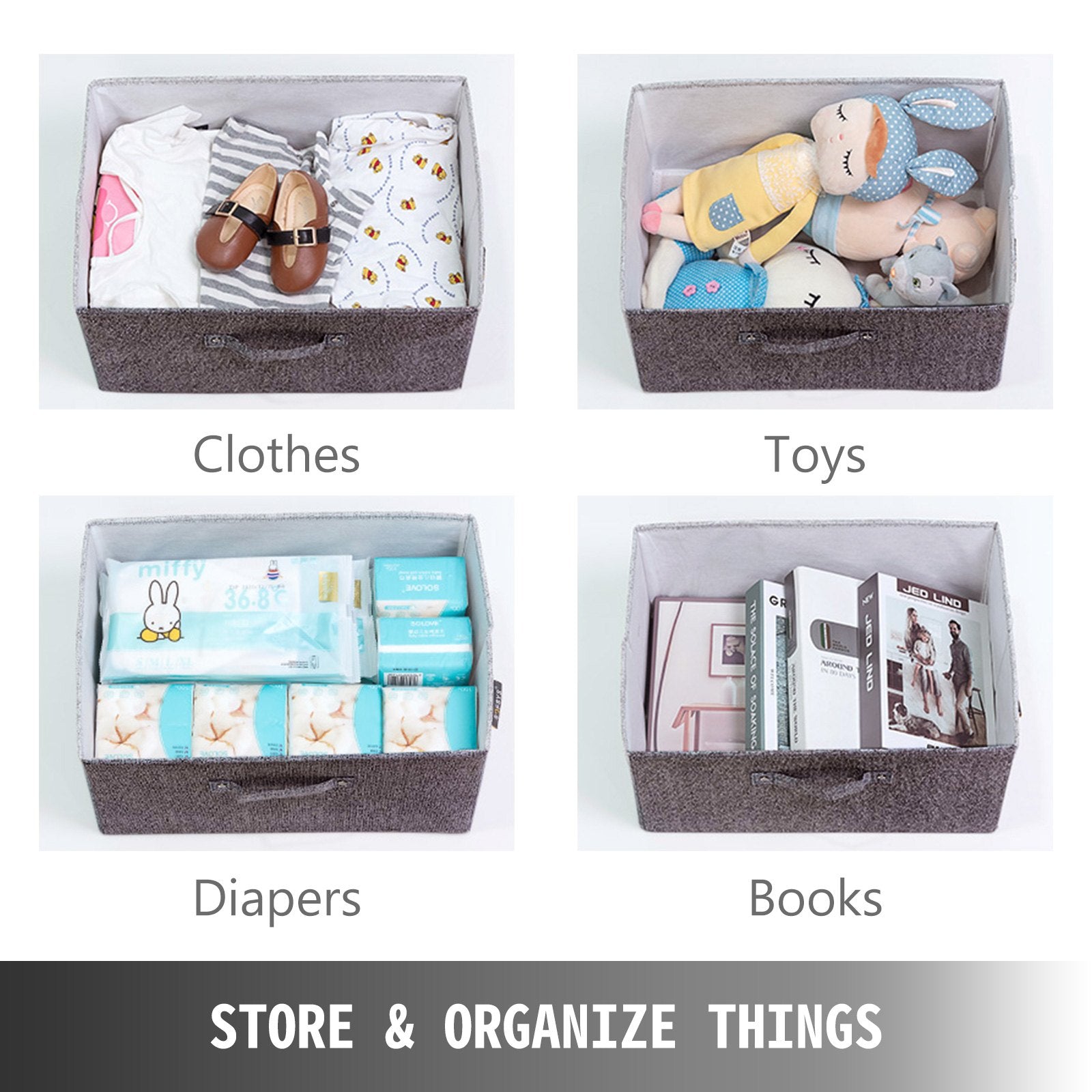 Dresser Storage Tower with 5 Fabric Drawer Steel Frame Storage Cabinet Bin Storage Organizer Unit Fabric Cube Dresser Chest Cabinet Coffee Wide (Coffee/Wide) - Image 5