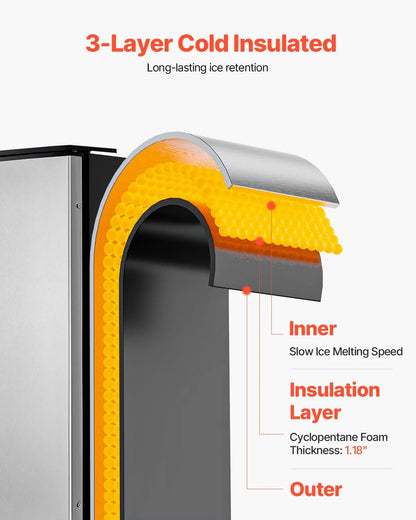 Undercounter Built-in Ice Maker, 80 Lbs/Day Under Counter Ice Maker Machine with Reversible Door Stainless Steel, Freestanding Ice Maker for Commercial Home Kitchen, Electric Drainage - Image 4