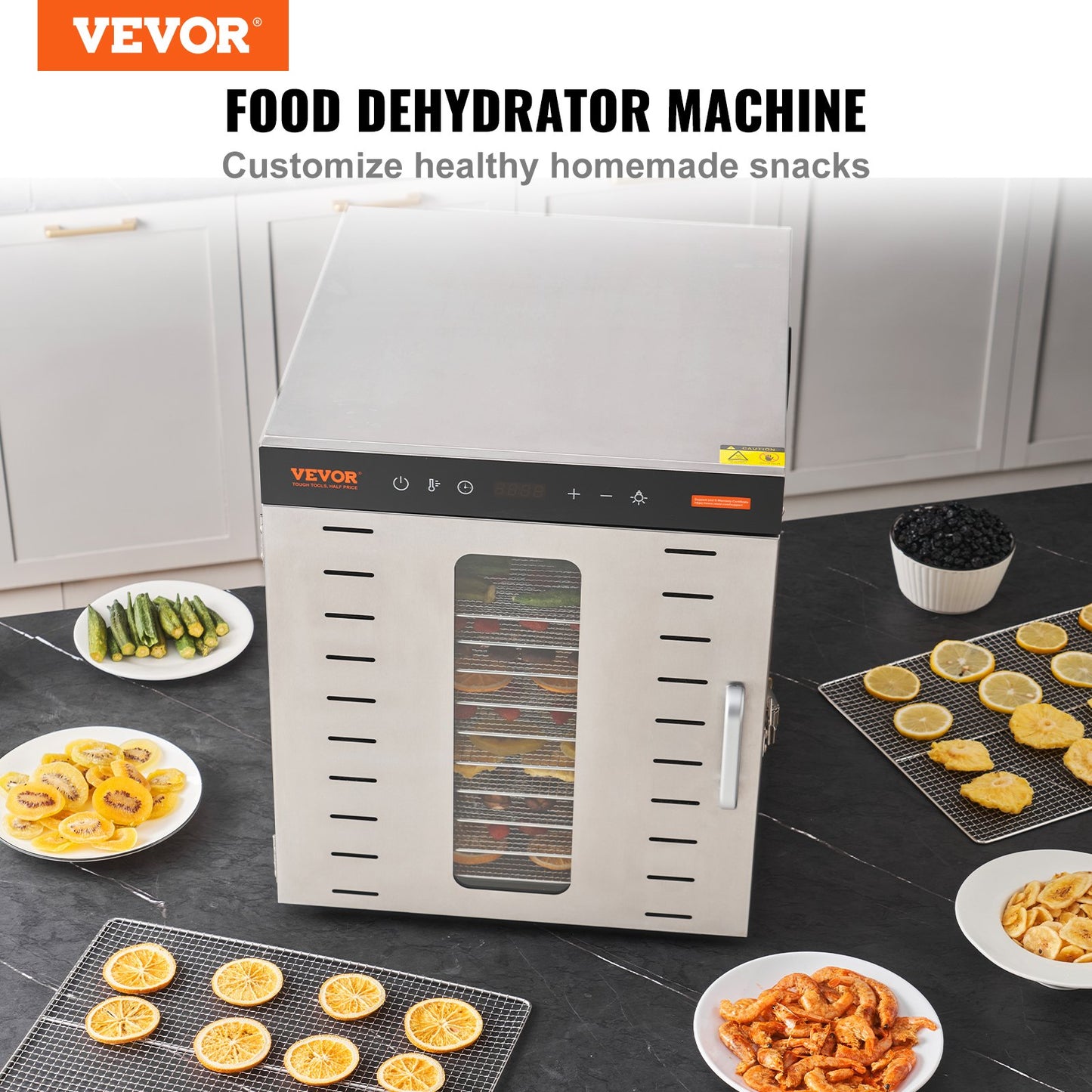 10 Trays Food Dehydrator Machine Stainless Steel 1000W Jerky Fruit Drying - Image 2