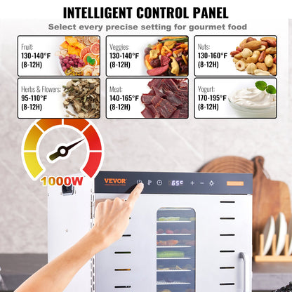 10 Trays Food Dehydrator Machine Stainless Steel 1000W Jerky Fruit Drying - Image 4