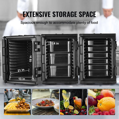Insulated Food Pan Carrier, 82 Qt Hot Box for Catering, LLDPE Food Box Carrier w/ Double Buckles, Front Loading Food Warmer w/ Handles, Stackable End Loader for Restaurant, Canteen, etc. Black - Image 4