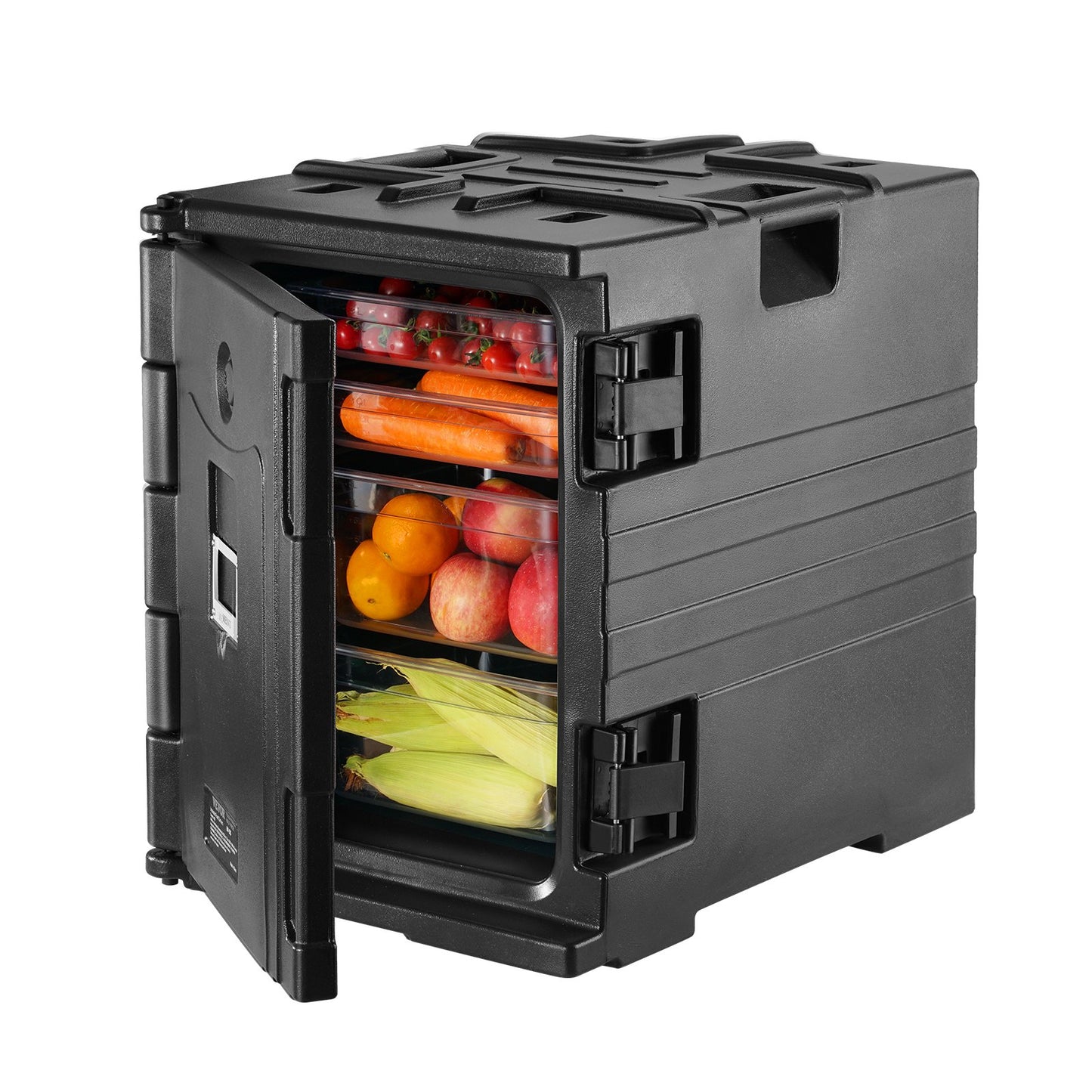 Insulated Food Pan Carrier, 82 Qt Hot Box for Catering, LLDPE Food Box Carrier w/ Double Buckles, Front Loading Food Warmer w/ Handles, Stackable End Loader for Restaurant, Canteen, etc. Black - Image 9