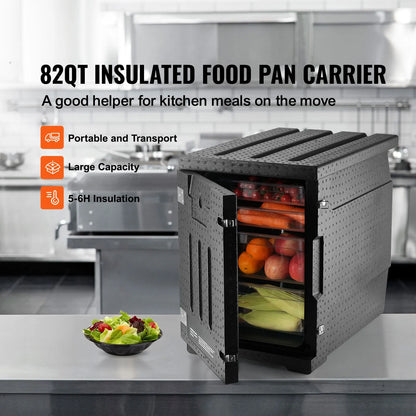 Insulated Food Pan Carrier, 90L Hot Box for Catering, LLDPE Food Box Carrier with Double Buckles, Front Loading Food Warmer for Restaurant, Canteen, etc. - Image 2