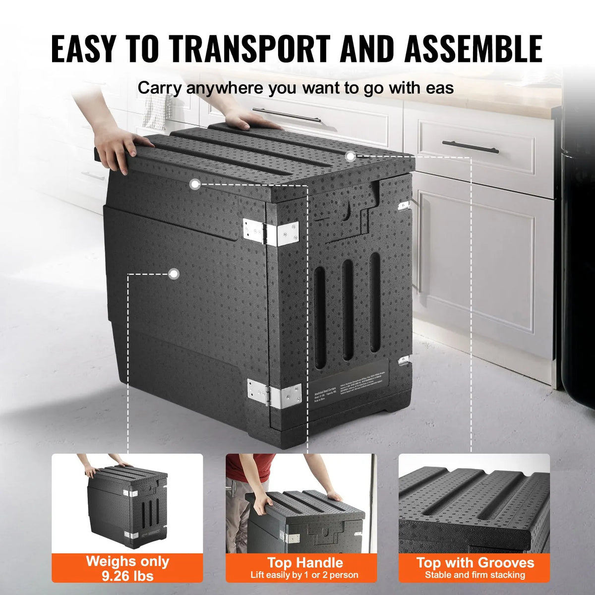 Insulated Food Pan Carrier, 90L Hot Box for Catering, LLDPE Food Box Carrier with Double Buckles, Front Loading Food Warmer for Restaurant, Canteen, etc. - Image 5
