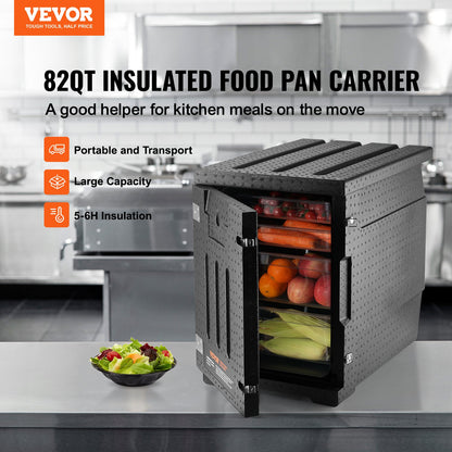 Insulated Food Pan Carrier, 90L Hot Box for Catering, LLDPE Food Box Carrier with Double Buckles, Front Loading Food Warmer for Restaurant, Canteen, etc. - Image 2
