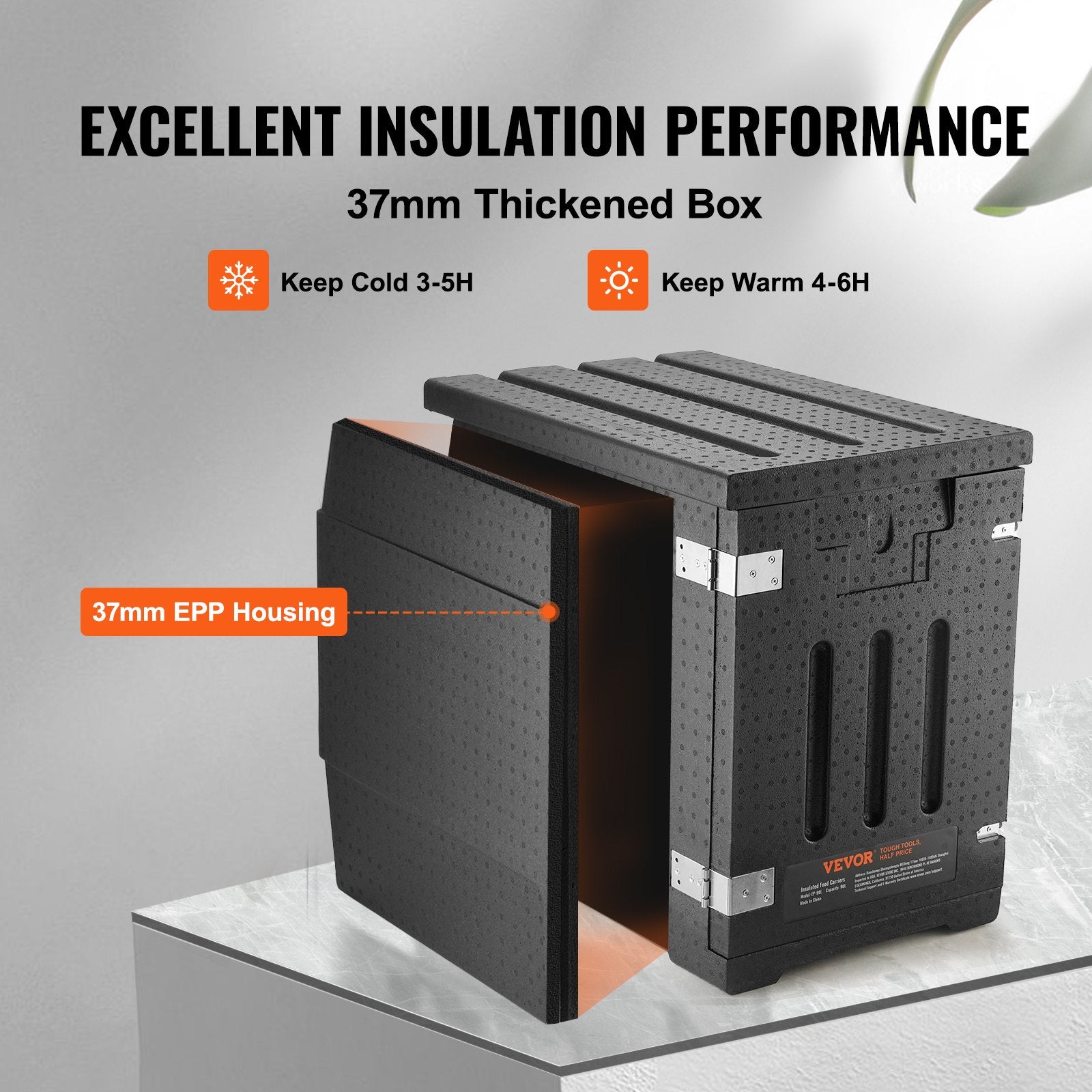 Insulated Food Pan Carrier, 90L Hot Box for Catering, LLDPE Food Box Carrier with Double Buckles, Front Loading Food Warmer for Restaurant, Canteen, etc. - Image 3
