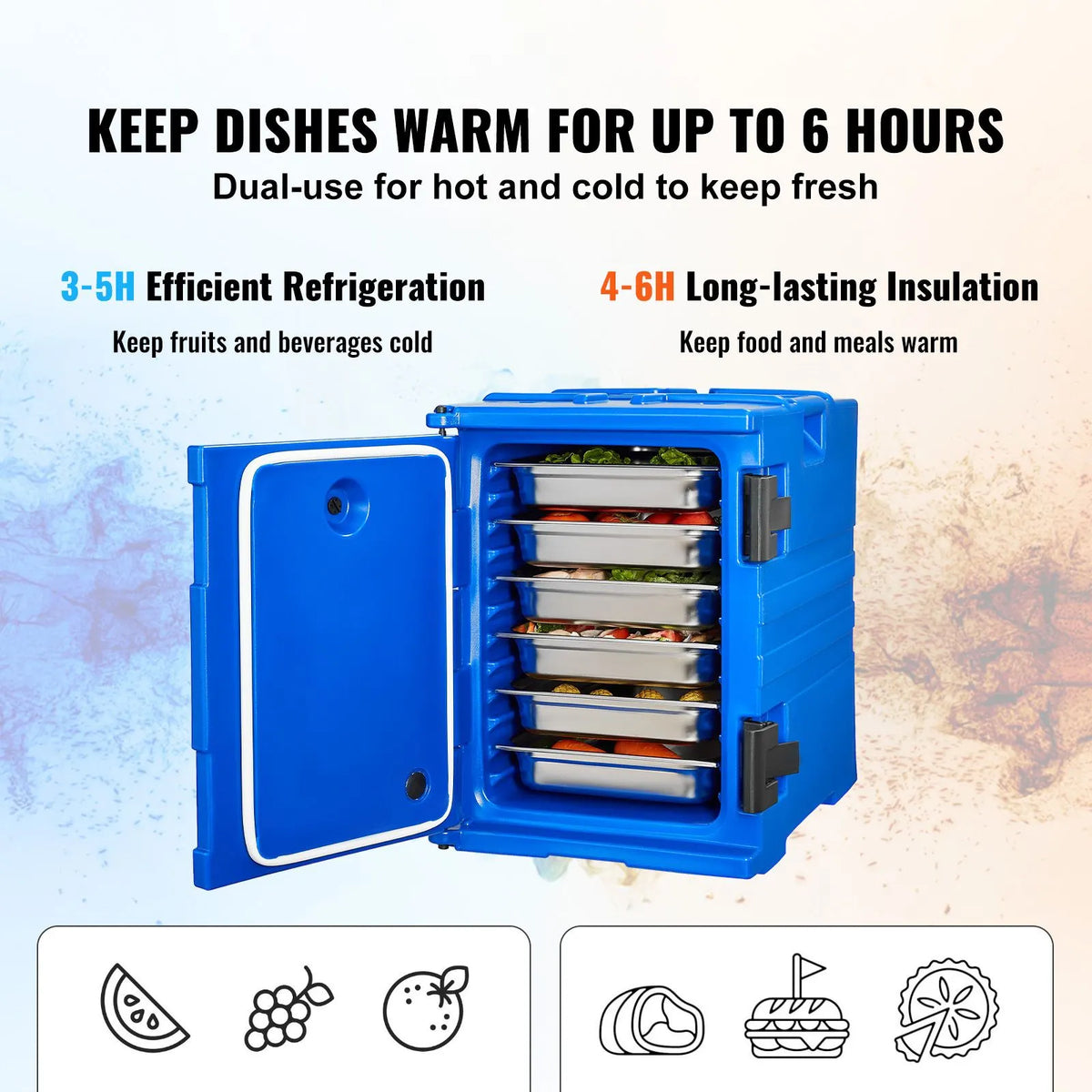 Insulated Food Pan Carrier, 90L Hot Box for Catering, Food Box Carrier with Double Buckles, Front Loading Food Warmer with Handles, Stackable End Loader for Restaurant, Canteen - Image 2