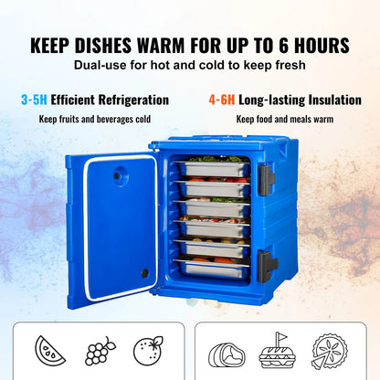 Insulated Food Pan Carrier, 90L Hot Box for Catering, Food Box Carrier with Double Buckles, Front Loading Food Warmer with Handles, Stackable End Loader for Restaurant, Canteen - Image 2