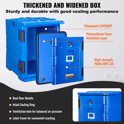 Insulated Food Pan Carrier, 90L Hot Box for Catering, Food Box Carrier with Double Buckles, Front Loading Food Warmer with Handles, Stackable End Loader for Restaurant, Canteen - Image 4