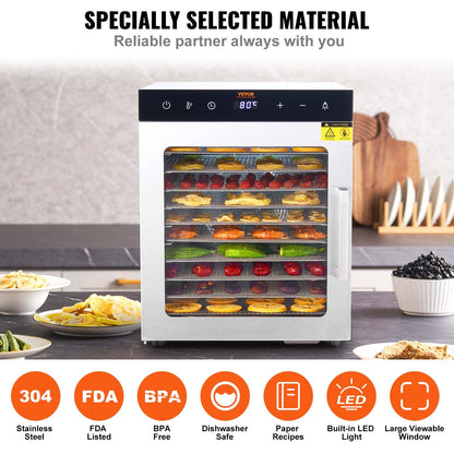 10 Trays Food Dehydrator Machine Stainless Steel 800W Jerky Fruit Drying - Image 5