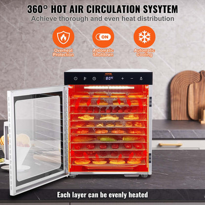 10 Trays Food Dehydrator Machine Stainless Steel 800W Jerky Fruit Drying - Image 6